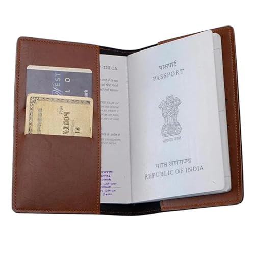 Image of Personalised Name & Charm Leather Passport Cover Holder for Men & Women (Tan)