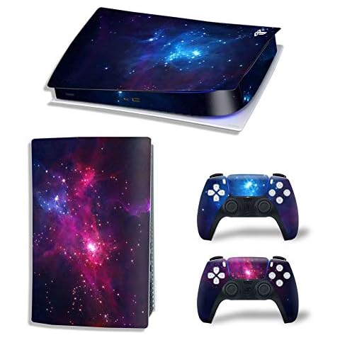 SKINOWN Skin Sticker Decal for Playstation PS5 Digital Edition Console and Controllers Purple Sapce Cover
