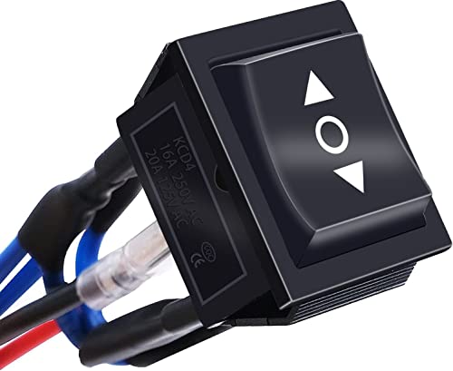 mxuteuk 12V Wired Momentary Rocker Switch 6Pin DC DPDT Motor Polarity Reversing Switch Automatic Reset Switch 20A 3Position (ON)/OFF/(ON) Double Pole Double Throw Toggle Switch KCD2-223JT-X