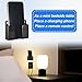FdcLixuvol 2 Pcs Wall Mount Phone Holder Phone Stand with Self Adhesive Remote Control Storage Box with Data Cable Receiving Hole Non Slip Charger Stand Holder for Kitchen Bedroom Bathroom