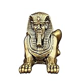 SAINWORDS Egyptian Sphinx Statue Figurine Metal Copper Brass Portable Mini Size Sculpture Home Office Table Decor Car Dashboard Ornament (A)
