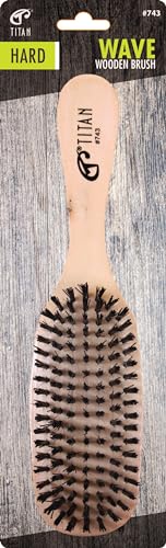 TITAN Hard Wooden Brush for Men and Women – Soft Bristles for Fine to Medium Hair – Use for Detangling, Smoothing, Wave Styles, Soft on Scalp, Restore Shine and Texture HARD WAVE BRUSH