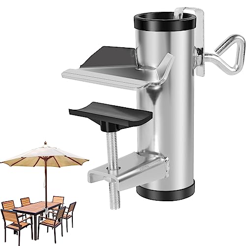 Patio Umbrella Holder, Stainless Steel Parasol Clamp, Patio Umbrella Stand Umbrella Clamp, Durable Deck Umbrella Fixed Clip, Umbrella Stand Mount Bracket for Indoor Outdoor Balcony Railing Courtyard