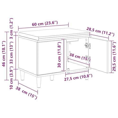 Banc avec coussin antidérapant et espace rangement chêne noir - 4
