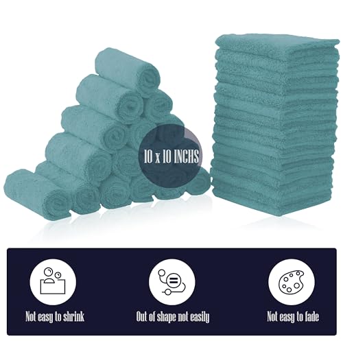 Image of Baby Washcloths, Microfiber Baby Towel - Teal, 10x10 Inch (Pack of 32)
