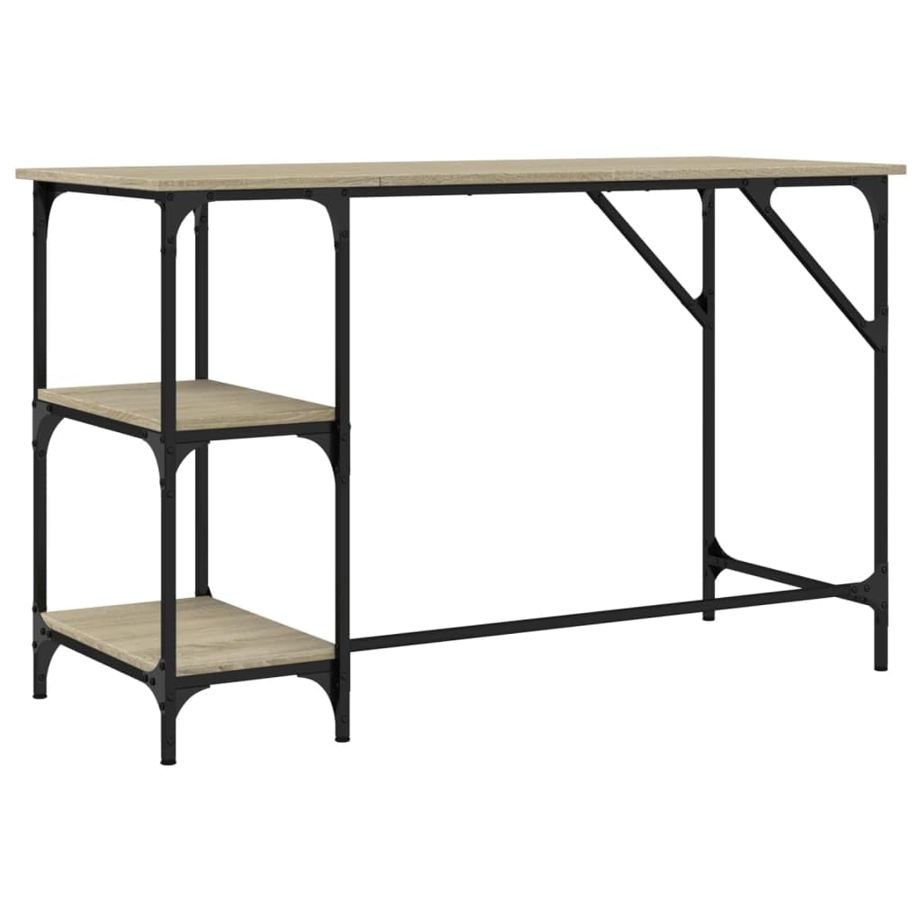 Schreibtisch Sonoma-Eiche 120x50x75 cm Metall Holzwerkstoff mit Verstellbarer Ablage, Stabiler Rahmen, geräumig für Homeoffice, Gaming, Arbeitszimmer, PC Laptop Nutzung