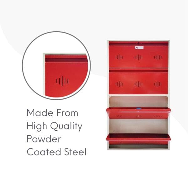 Image of StayHappy Shoe Rack | 4 Door Metal Shoe Rack | Footwear Rack for Home | Office | School | wall Mounted Rack (Red)