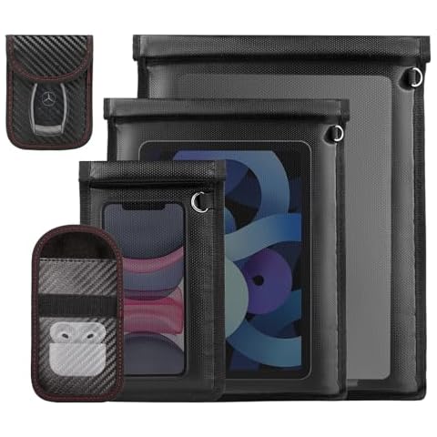 5 Pack Faraday Bags Protector - Faraday Bag Anti-Theft Case for Laptops & Tablets & Phones & Car Keys, Waterproof & Fireproof RFID Signal Blocking EMP Bags, Signal Jammer WiFi and GPS Blocker Cover