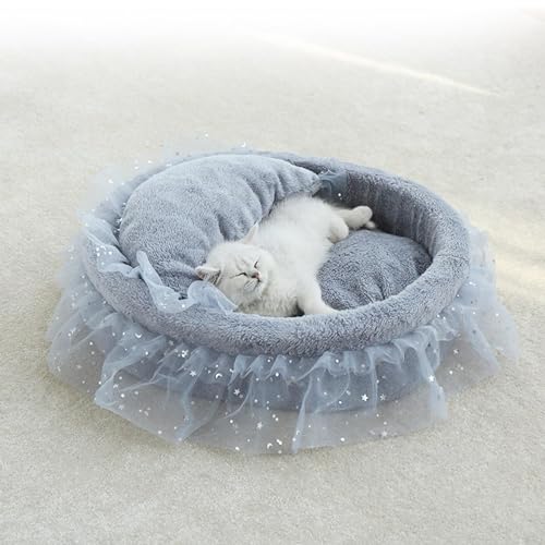 Lit rond en dentelle pour chat doux et panier chaud chiot m - 6