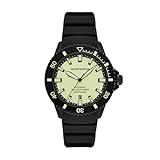 Emporio Armani Sea Explorer è un orologio da 42,5 mm con quadrante Super-LumiNova giallo chiaro, oltre a lancette, indici e marcature della lunetta, per una visibilità ottimale in condizioni subacquee buie. Il Sea Explorer presenta un movimento automatico della data a tre lancette, vetro zaffiro, una corona a vite, e un cinturino in silicone nero. La marcatura 