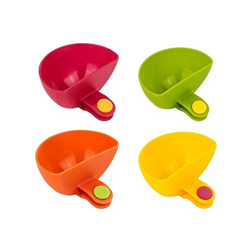Dip Clips(Set of 4) Amytalk Colorful Plate Grab Clip-on Dip Holders Tomato Sauce Salt Vinegar Sugar Flavor Spices Dip Bowl Party Ware