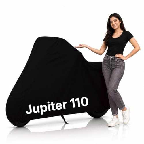 Image of Ultra-Protect Scooty Body Cover for Jupiter 110 Cover| 100% Waterproof, Dustproof & Scratch Resistant | Heavy Duty Two Wheeler Covers with UV Protection, Heat Resistant | All Weather (Black)