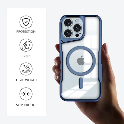 Image of KARWAN iPhone 15 Pro Back Case Cover Hybrid Acrylic Transparent Electroplated Shockproof Phone Case for iPhone 15 Pro (TPU | Titanium Blue