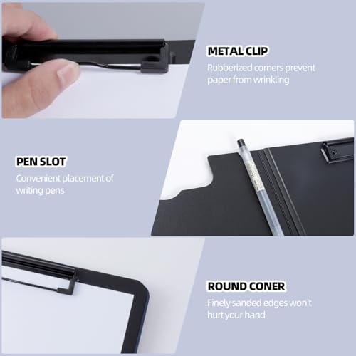 Image of FRETONBA File Folder Flip Writing Pad A4 Foldover Clipboard Foldable Lightweight PVC Clip Boards Document Organizer for Business Office School Hospital Nurses Students (A)