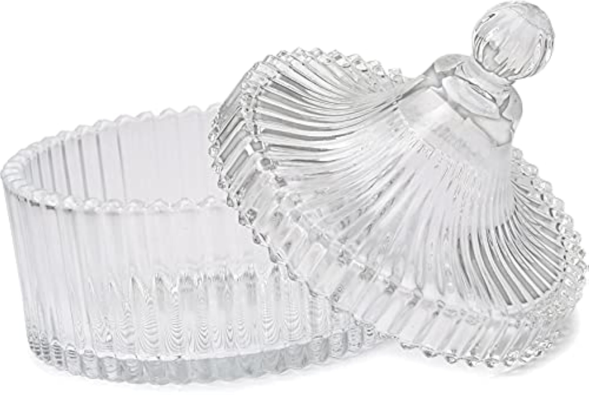 Stylish Glass Candy Bowl with Lid, Clear, 300 Ml