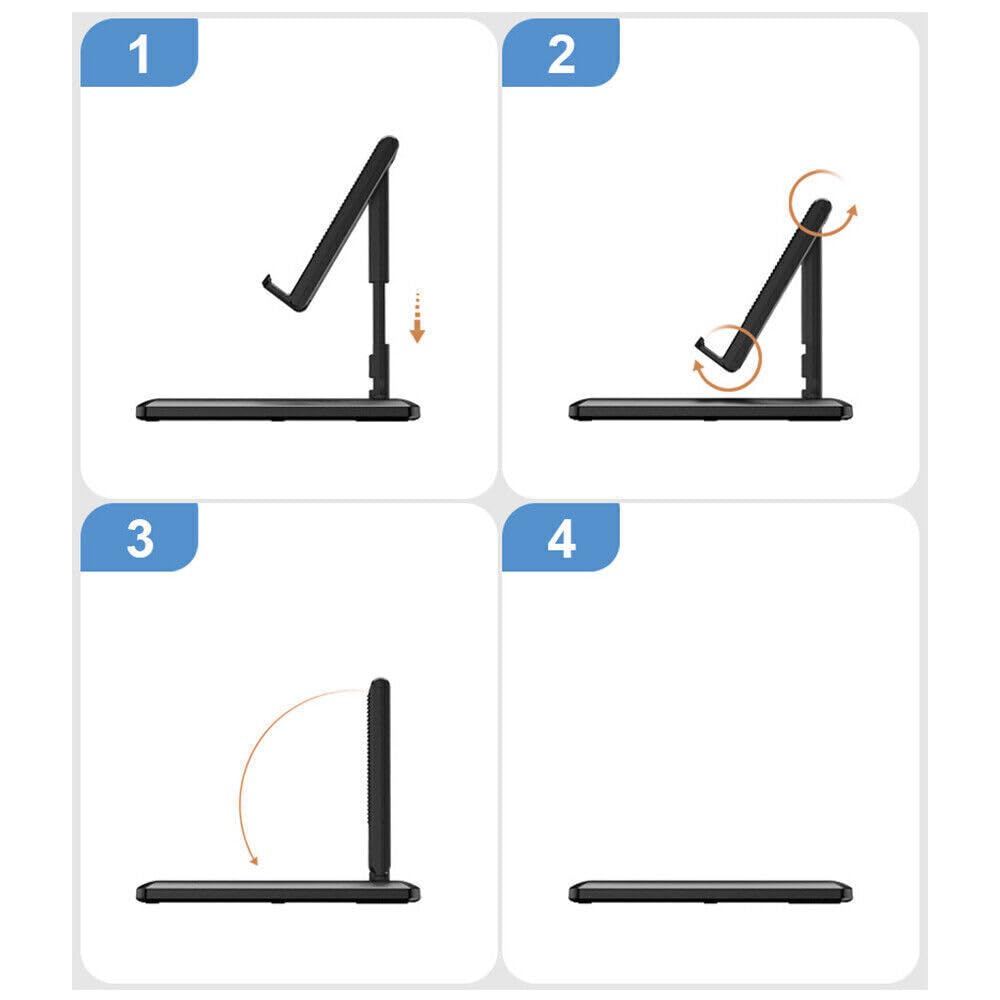 Soporte de teléfono ajustable en 6 ángulos, para todas las marcas de Smartphone y Tableta, ideal para oficina y hogar, soporte de mesa para la mayoría de teléfonos y tabletas, (negro) 2023.