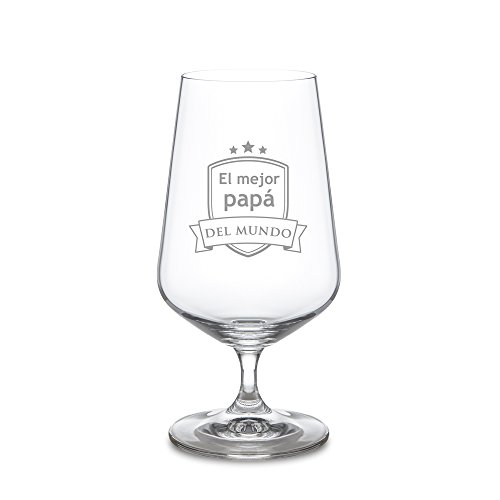 AMAVEL Copa de Cerveza con Escudo Grabado, para El Mejor Papá del Mundo, Diseño Tulipa, Capacidad 0,4 litros Cover