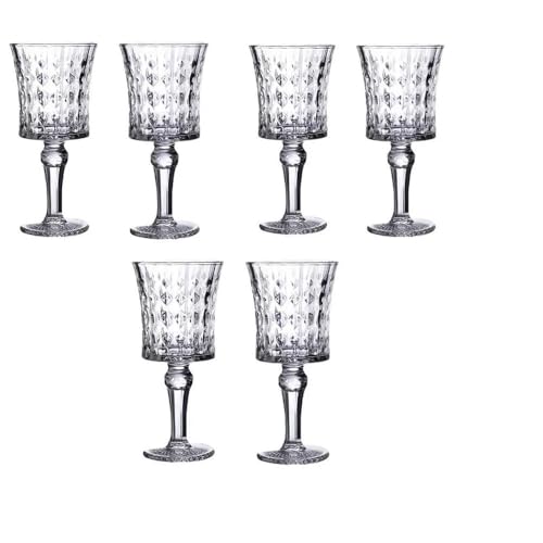 Image of Forestamart Red Wine Glasses Set with Checkered Pattern (170ml) || Ideal for Christmas, New Year, Birthday, Thanksgiving || Embossed Goblet Glasses, for Red & White Wine Home Bar Party (6)