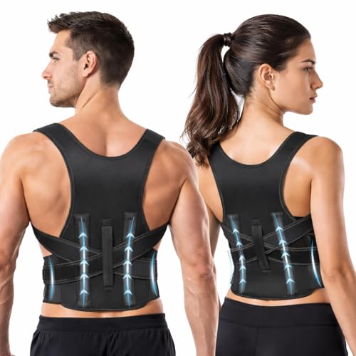 Image of ANTIL'S Posture Corrector Back Support Belt for Men & Women | Adjustable Back Straightener for Spine Alignment | Shoulder & Clavicle Support Brace | Universal Size Metallic Posture Corrector Belt