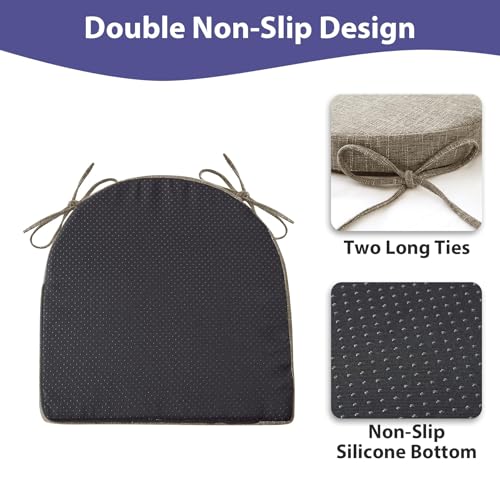 Image of IPYNBAP Chair Cushions for Dining Chairs, Kitchen Chair Cushions, 16'' x 16'' x 2'', Non Slip Indoor Seat Cushions, Chair Pads for Dining Chairs with Ties & Removable Cover, Set of 6, Khaki