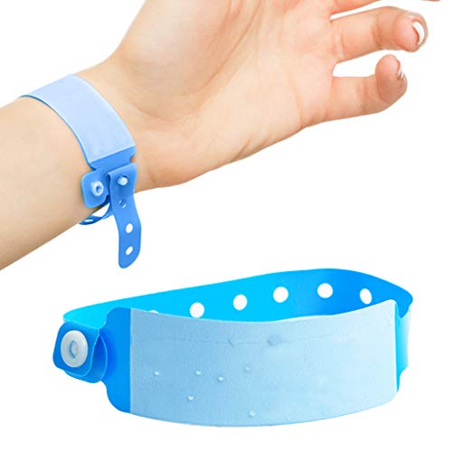 Id Armband Erwachsene, 100 Pack Event VIP Festival Armbänder Einweg PVC Armbänder Sicherheits Armband für Mann Frau Teenager (Blau)