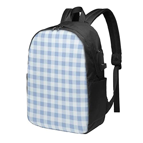 43 cm Reise-Laptop-Rucksack, Schultaschen für Studenten, Gingham-Rucksack für Damen und Herren, Gingham-Rucksack, #417