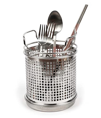 Lenith Stainless Steel Kitchen Round Utensil Holder - Weighted Base For Stability - Utensil Crock With Removable Divider For Easy Cleaning (Round Tulip) #TOP5