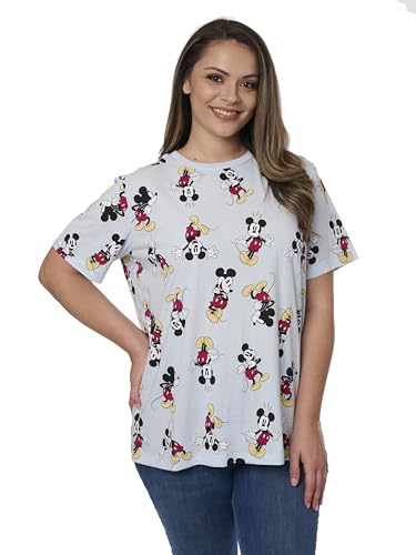Disney Women's Mickey Mouse All Over Print T-Shirt, Officially Licensed Cute Summer Graphic Tee for Women Regular & Plus Size2