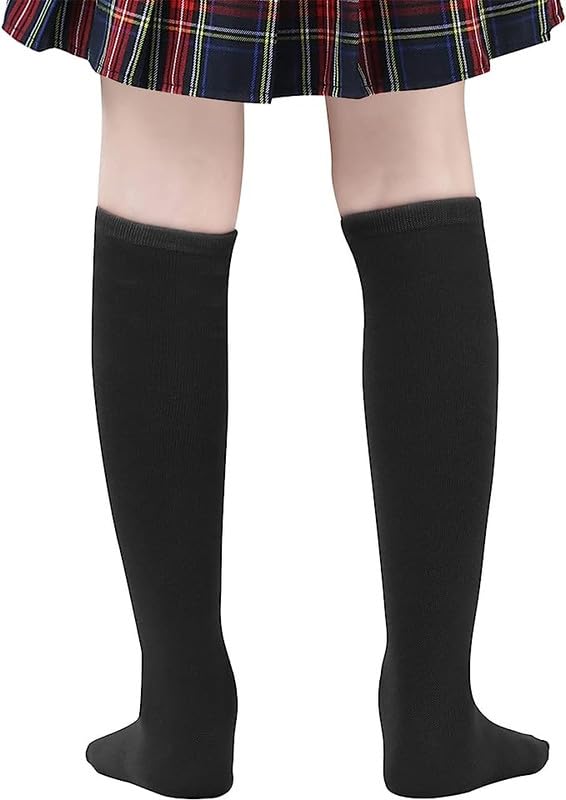 Image of WKLOUYHE Unisex Kid's School Uniform Cotton Knee High Socks Pack Of 06