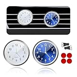 Gasedin 2 PCS Car Clock, Mini Luminous Pointer Clock Stick on Automotive Dashboard, Self Adhesive Round Clocks Watch Universal for Most Vehicles, Decorative Car Accessories (Blue+White)