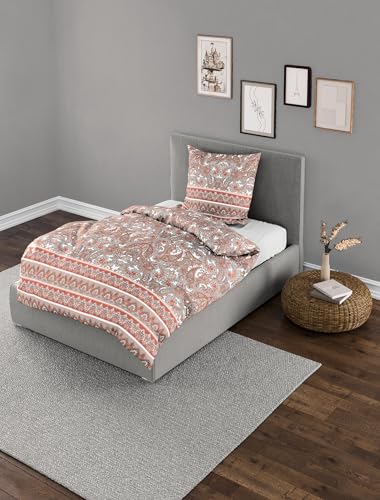 Bierbaum Bettwäsche 3371, Mako-Satin, 100% Baumwolle, Designed in Germany, Koralle 60, 155x220 + 80x80 cm, Komfortgröße