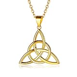 ChicSilver Gold Irish Celtic Knot Necklaces 18K Gold Plated Sterling Silver Triquetra Triangle Trinity Knot Pendant Necklace for Women Teen Girls