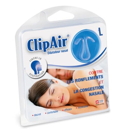 ClipAir - Dilatateur Nasal - Discret, Confortable et Réutilisable - Anti-Ronflement et Assèchement - Efficacité Prouvée, Fabriqué en Suisse - Taille L