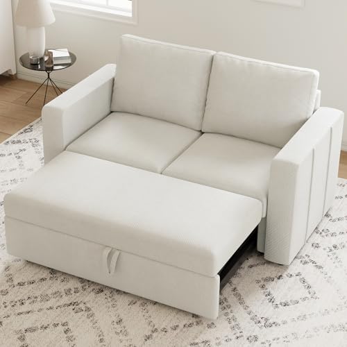 Belffin Modular Sectional Sleeper Sofa with Pull Out Couch Bed Loveseat Sleeper Sectional Couch for Living Room Apartment Beige Beige loveseat sleeper