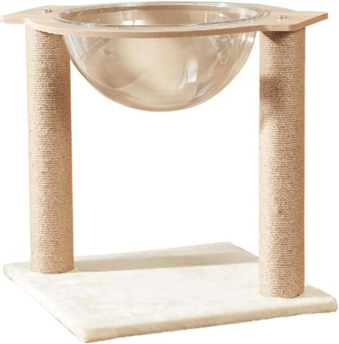 【TRENIE】木製 宇宙船ハンモック型キャットタワー 大型猫専用 角丸デザイン おしゃれで省スペース お手入れ簡単 サイザル麻素材 安全で 360° 視野角 猫爪とぎ付き 猫用寝具兼猫ハウスH24