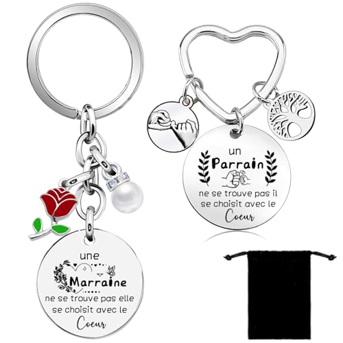 YZLPLP Porte-clés Parrain Marraine Baptême Annonce Parrain Marraine, Porte-clés Cadeau Parrain Marraine Demande (3)