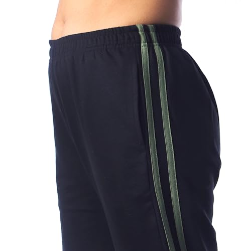 Image of London Hills Women's Regular Fit Mid Rise Cotton Blend Joggers Track Pants Striped Track Pants