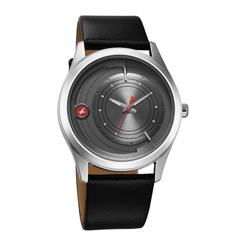 Image of Fastrack Groove Quartz Grey Round Dial Men's Analog Watch | Leather Strap Material | Water Resistant Watch - 3317SL02