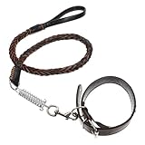 Beaupretty Correa y Collar para Perro Mediano de Cuero Resistente y Correa Antipérdida para Paseo al Aire Diseño Reforzado y Duradero para Entrenamiento y Control Seguro