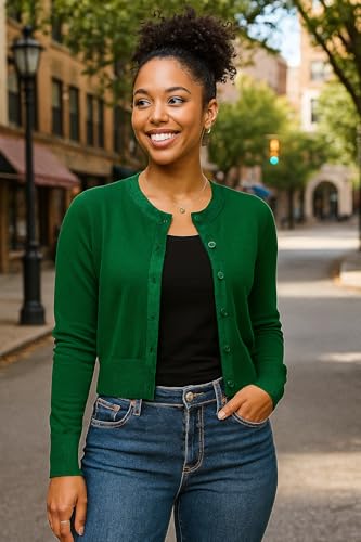 Image of LETDIOSTO Cropped Cardigan Bolero Shrug for Women, Button Down Long Sleeve Knit Sweater for Dresses,for Jeans, XS to XL