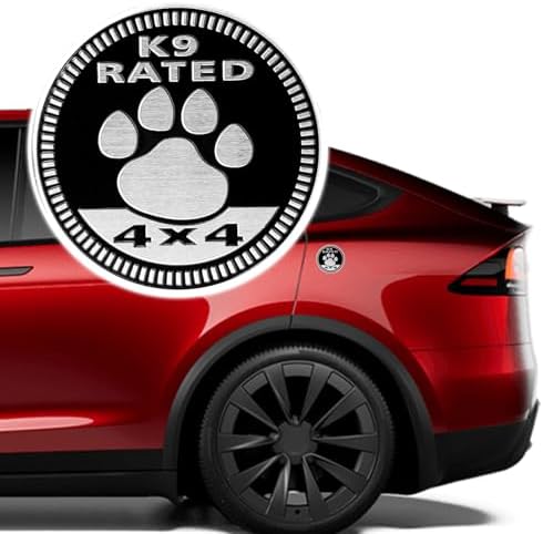 Dogs Badge Rated Car Emblem, 4 x 4 3D Metal Automotive Badges, Car Exterior Accessories Round Emblems Decals Stickers Compatible with Jeep Wrangler Grand Cherokee Renegade (K9 Rated)