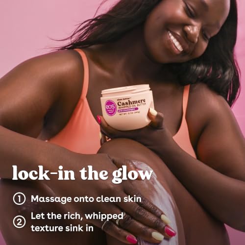 Image of eos Cashmere Whipped Oil Body Butter, Pink Champagne, 72 Hour Weightless Moisture For Dry Skin, Rich Formula and Deep Hydration, Body Care, 12 oz