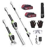 Kabelloser Akku-Heckenschere, mit Spleißstange – 4 in1 Elektro-Heckenschneider & Grasschere, 2X...