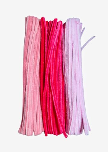 Just Flowers Pipe Cleaner for Craft Flower, 3 Shades of Pipe Cleaners Stem 12 Inch Long Fuzzy Sticks, Chenille Stem for Flower Making Craft (Pink Shades, 100 Pc)