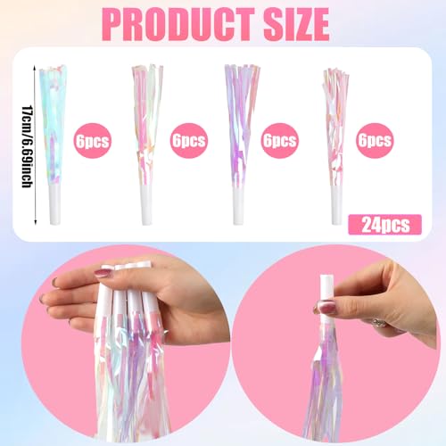 24 Party Noise Makers, Noise Makers Fringed 6 Colors Noise Makers Party Favors Birthday Blowers for Wedding and Adults Birthday Party