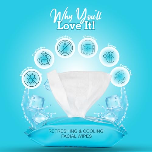 Image of Glam21 Facial Wipes | Super-Soft, Moisturizing & Refreshing | Effectively Cleans Dust, Dirt & Impurities | Gentle Daily Use Makeup Wipes | Pack of 25 PCS- Aqua Ice