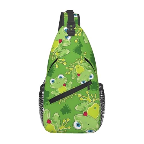 Krirteh Cute Frog Sling Bag For Women & Men - Fashion Cartoon Frogs Backpack Crossbody & Shoulder Bag - Travel & Hiking Daypack