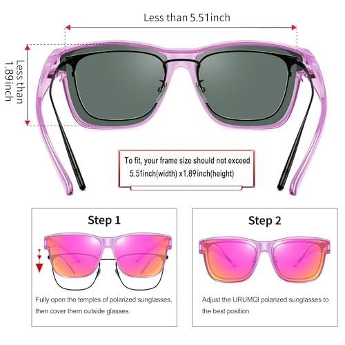 Image of URUMQI Polarized Sunglasses Fit Over Glasses for Men Women, Oversized Square Sun Glasses UV400 Protection