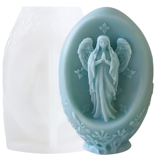 XIAOSHUI Moule à bougie en forme d'œuf de Pâques Vierge Marie - En silicone - Moule en résine de Pâques - Pour bougies de décoration d'intérieur - Moule d'aromathérapie - Bougies en plâtre - Argile