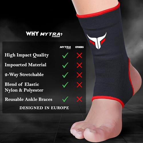 Mytra Fusion Knöchelbandage Atmungsaktive Knöchelbandage MMA, Muay Thai, Fitnessstudio, Kampfverband Boxen Knöchelbandage (Black, L/XL)